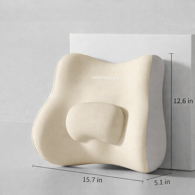 Uplifted Trends Ergonomic Lumbar Support Pillow Memory Foam Back Cushion For Office Chair Comfort & Posture Relief beige