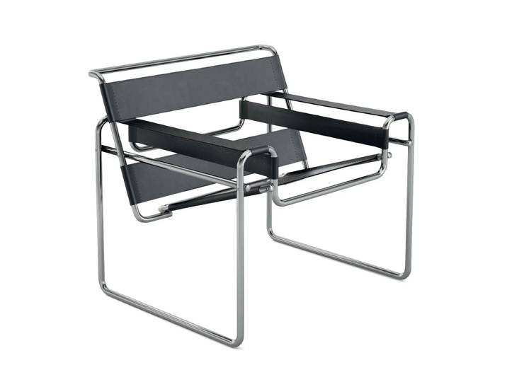 Knoll - Wassily Stuhl, Rindkernleder schwarz