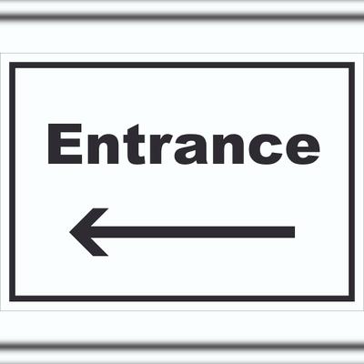 HB-Druck Entrance Schild mit Text und Richtungspfeil links Eingang waagerecht A5 (148x210mm)