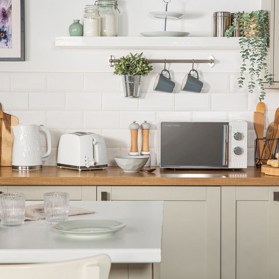 Russell Hobbs Rhmm715g 17l Honeycomb Manual Microwave White 26.1cm H X 45.5cm W X 35.2cm D