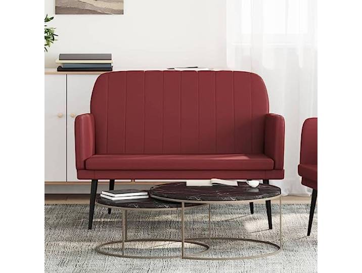 VIHHQGC Sitzbank Weinrot 107x80x81 cm Kunstleder mit Metallgestell Schmutzabweisendes Kunstleder, gepolsterte Armlehnen, stabiles Metallgestell, pflegeleichte Oberfläche