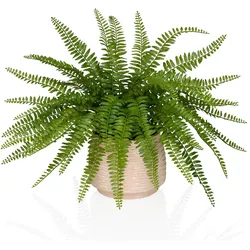 Kunstpflanze / Topfpflanze PROLIFERUM Farn 40 cm Kunststoff grün hjh OFFICE