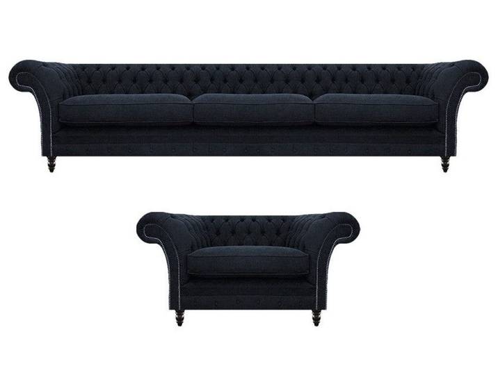 Xlmoebel Chesterfield-Sofa Elegantes Sofa und Sessel in moderner Chesterfield-Optik, Hergestellt in Europa