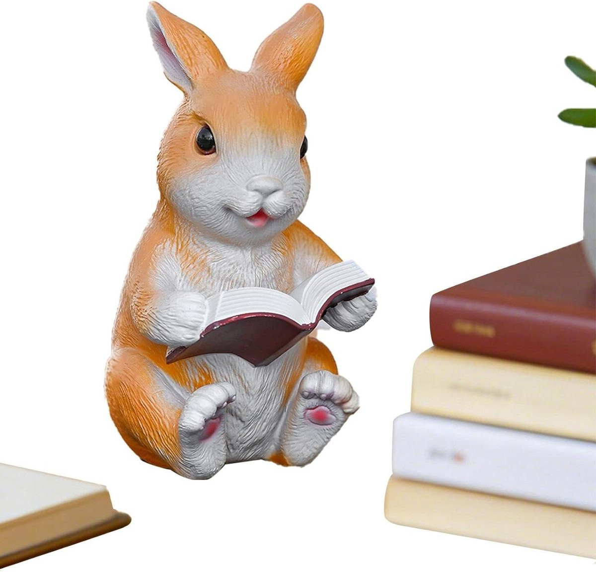 Handgeschilderd Resin Bunny Beeldje - Multicolor Dieren Decoratie - Hoogte: 15,5 cm