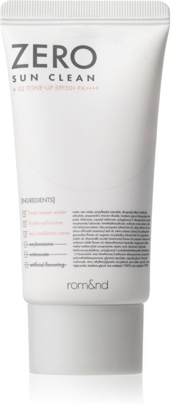 rom&nd Zero Sun Clean crème teintée légère effet hydratant SPF 50+ teinte 02 Tone Up 50 ml
