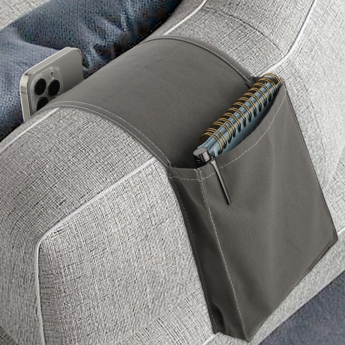 Omgoods - Armleuning Organizer voor Sofa met Opbergvak in Donkergrijs