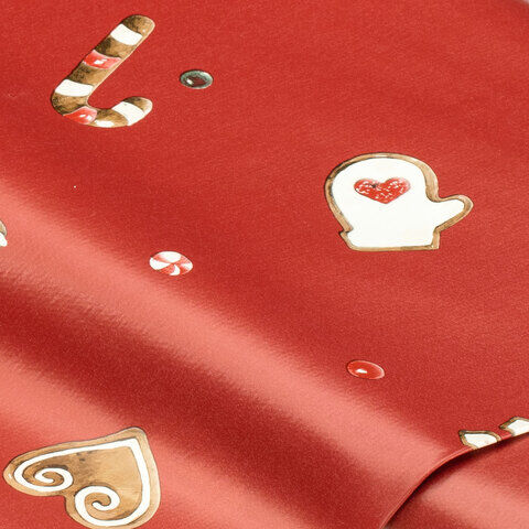 Abwaschbare Tischwäsche/Wachstuch "Lebkuchenmännchen", rot-color