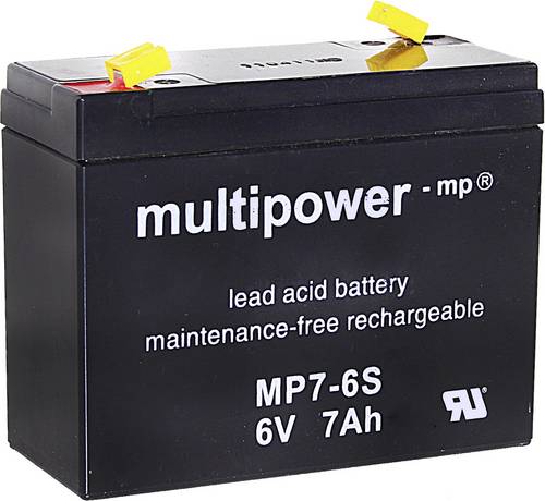Multipower MP7-6S 300402 Bleiakku 6V 7Ah Blei-Vlies (AGM) (B x H x T) 116 x 99 x 50mm Flachstecker 4.8mm Wartungsfrei, Geringe