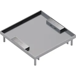 Hager EKQ160LE15 Nivel. Edelstahlkassette Q16 mit Leitungsauslass für 16x45er Module Belag T=15mm
