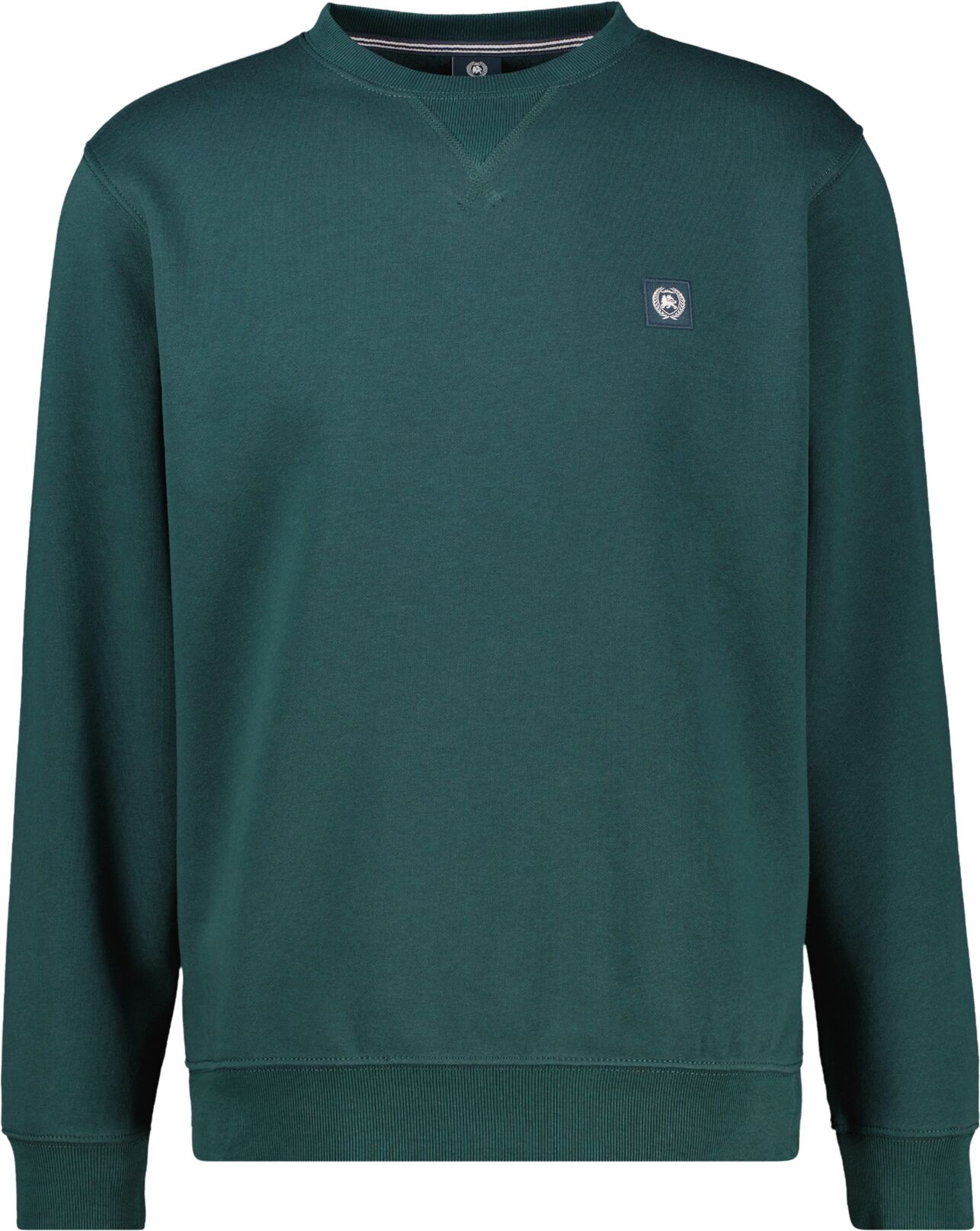Sweatshirt LERROS, Herren, Gr. XXL, grün (cedar grün), Sweatware, Obermaterial: 50% Baumwolle, 50% Polyester, normal hüftbedeckend, Rundhals, Bündchen, Sweatshirts Sweatshirt, mit Logo-Badge cedar grün XXL