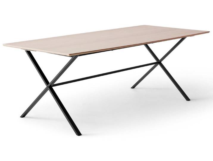 Hammel Furniture Esstisch Meza Designtisch mit Auszugsfunktion und 2 Einlegeplatten, rechteckige Tischplatte MDF, gekreuztes Metallgestell