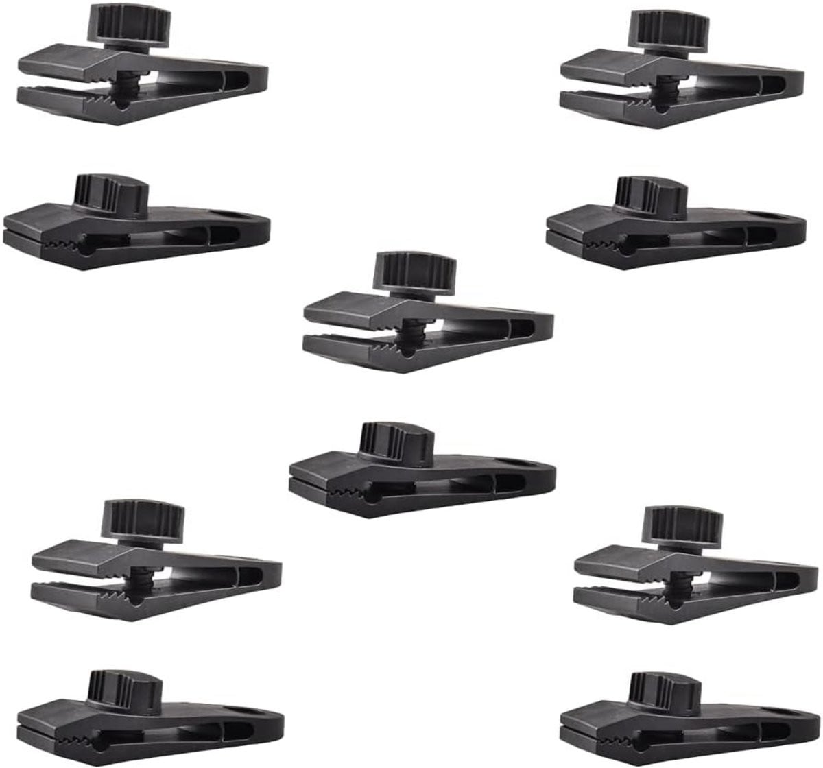 10 stuks Tent Clips - Tarp Klemmen met verstelbare draaiknop - Zwart