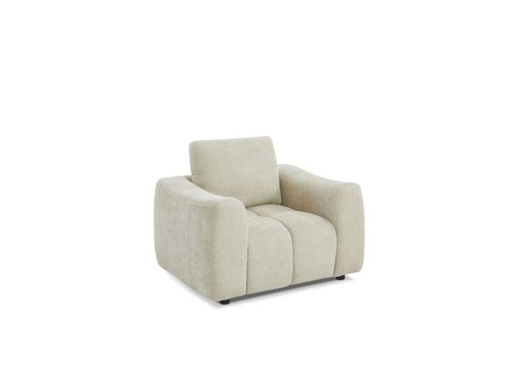 Fauteuil fixe tissu chenille 1 place taupe