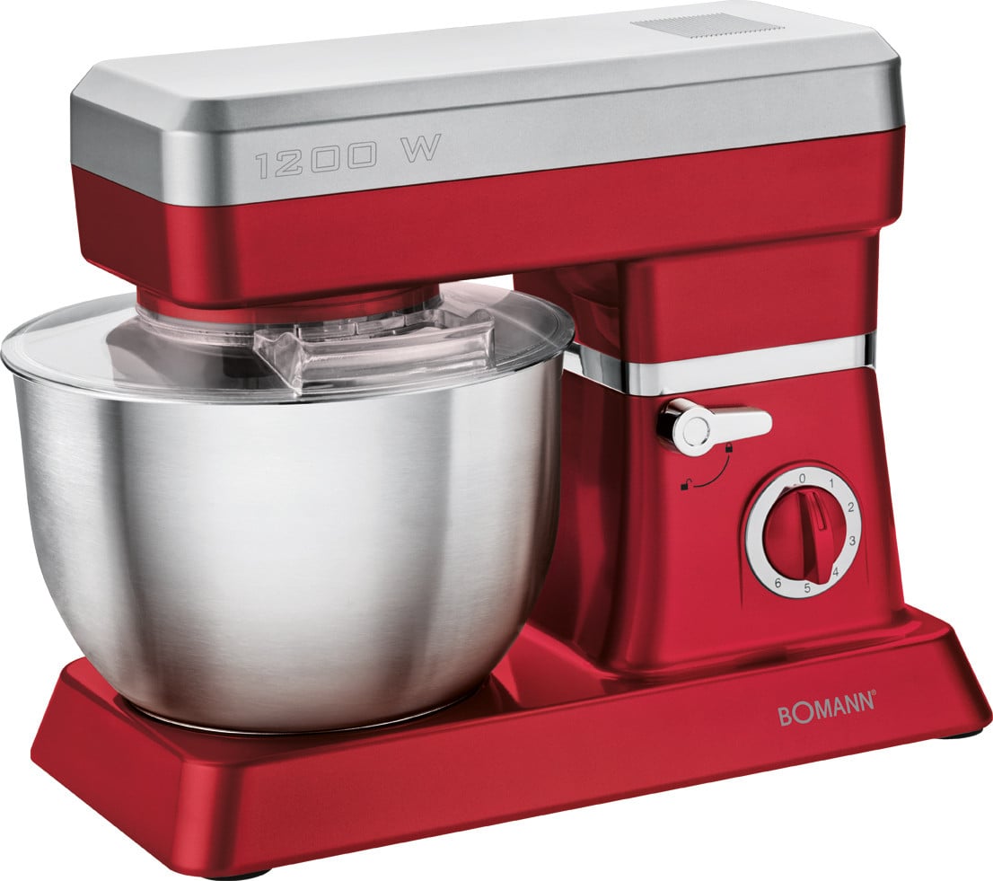 Bomann KM 398 CB knetmachine, rood, 1200 Watt, 6,3 liter