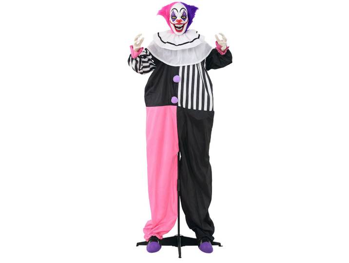 ComfortXL Halloween-Clown De-42086 beweglich mit Lach-Funktion Pink Lila, Mehrfarbig, Metall, 60x173x18 cm, Dekoration