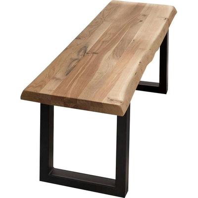 Bank HOME AFFAIRE "Tristan", beige (natur, schwarz), B:200cm H:45cm T:38cm, Sitzbänke, aus Massivholz Eiche