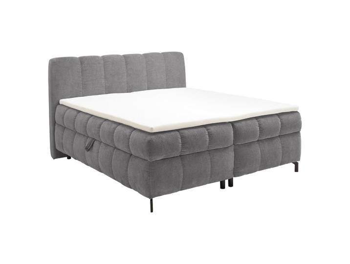 Hom`in Boxbett, Grau, Kunststoff, H2, Höhe ca. 19 cm, 180x200 cm, Topper durchgehend, Matratze geteilt, Schlafzimmer, Betten, Doppelbetten