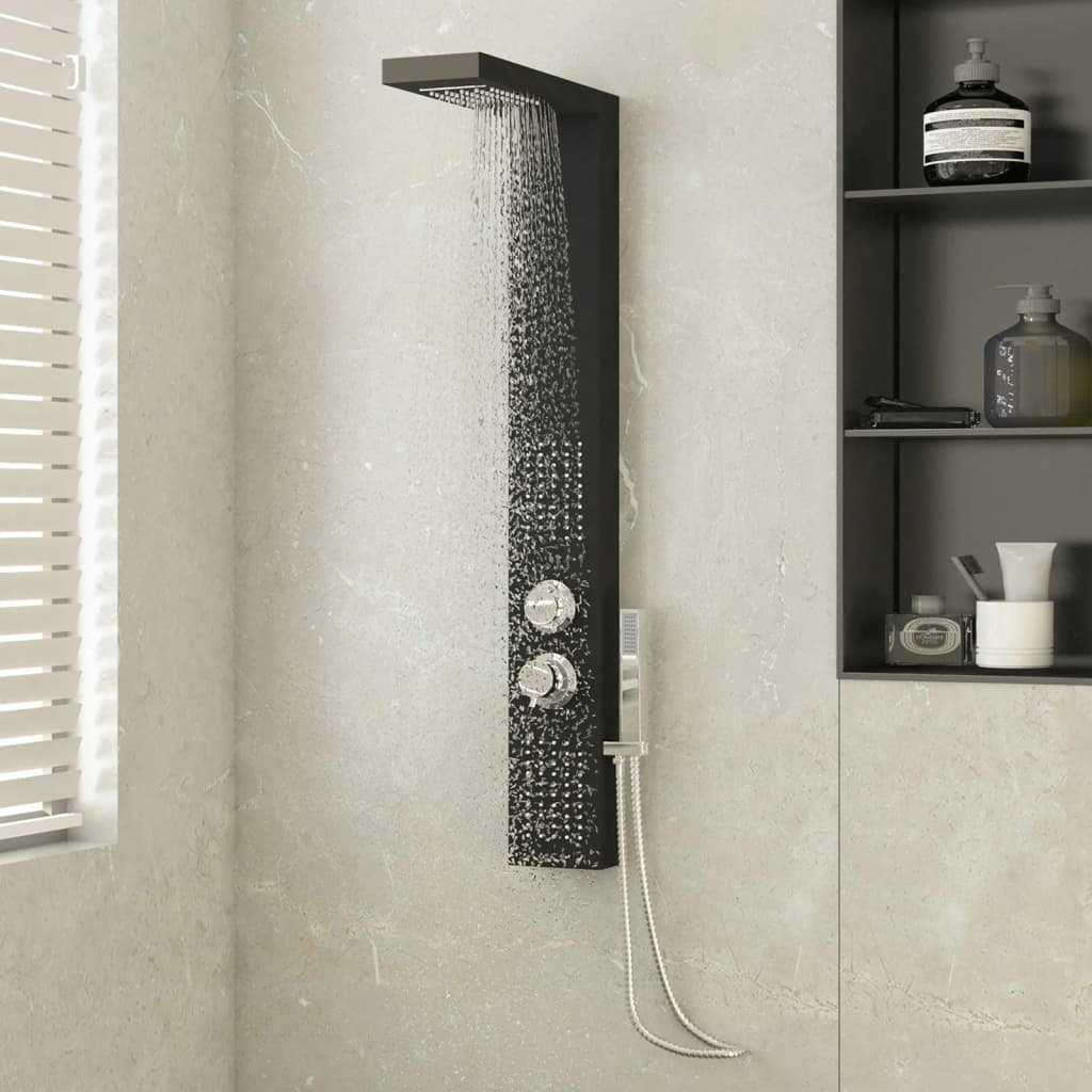 Belfry Bathroom Perreault Shower Tower Panel Black 114cm H