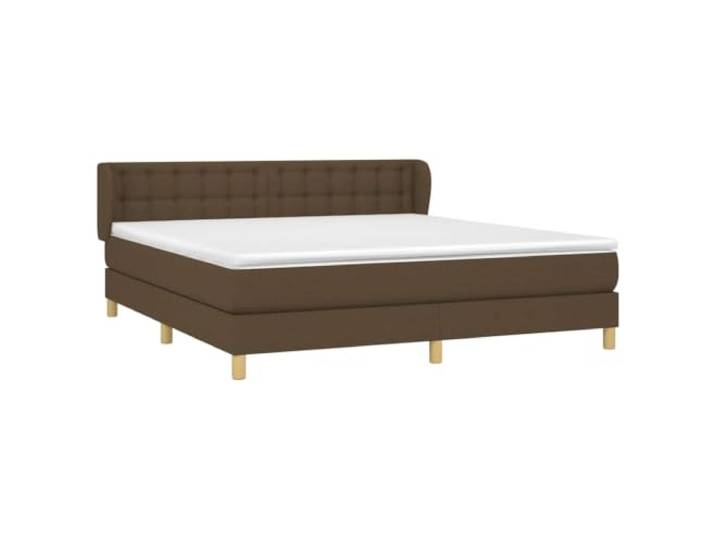 KTHLBRH Boxspringbett mit Matratze, 160 x 200 cm, Dunkelbraun Verstellbares Kopfteil, mittlere bis harte Unterstützung, inklusive Matratzenschoner, atmungsaktiver Stoff