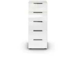 Kommode Flipp Glas Braun, Weiß Eiche /
