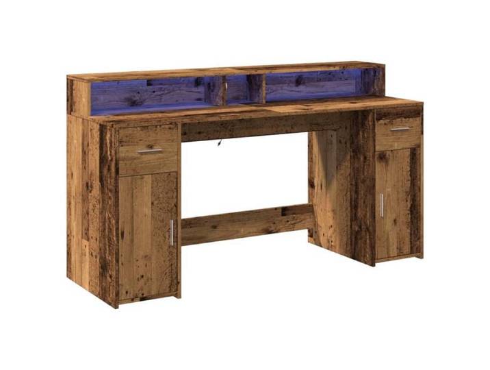Rehausseur Bureau/Bureau d'ordinateur - VENT-FLASH - avec lumières LED vieux bois bois d'ingénierie &26_6493898