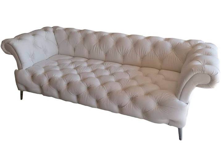 JVmoebel Chesterfield-Sofa Elegantes weißes Kunstledersofa mit stabiler Holzstruktur, Packung, Made in Europa
