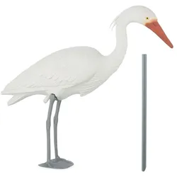 Relaxdays Gartendeko-Figur Reiher Weiß,Grau,Orange