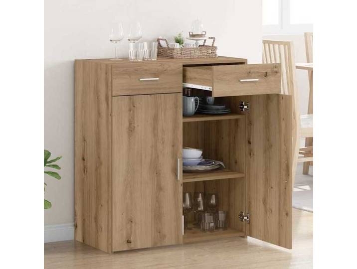 Marron BUFFET RANGEMENT CHIC Meuble de rangement chêne artisanal 80x42.5x93.5 cm N16737