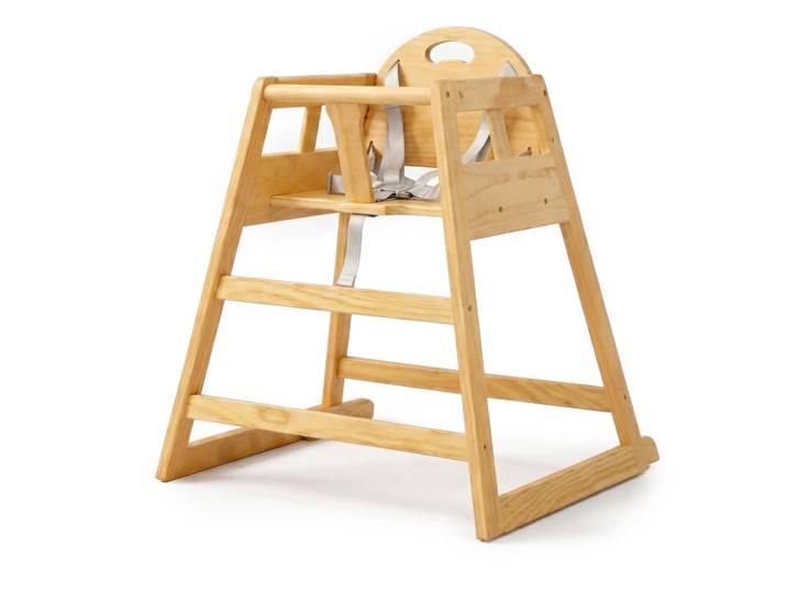 Relaxdays Kinderhochstuhl Natur Kiefernholz 5-Punkt-Gurt, Hellbraun, Holz, 48x76x49.5 cm, Baby- und Kindermöbel, Babyzimmer, Hochstuhl