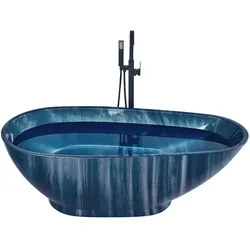 BADEWANNE FREISTEHEND 80x170x58 cm blau Rioja