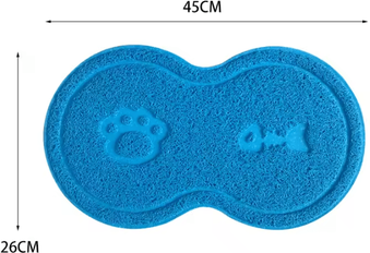 Inspire Curations Waterproof Pet Feeding Mat Non Slip Cat And Dog Food Bowl Mat With Raised Edge blue