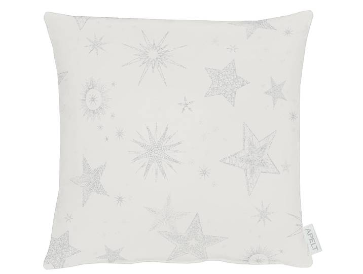 Dekokissen APELT 8150 , gebrochenes weiß, silberfarben, B:39cm L:39cm, Jacquard, Dekokissen_Sitzkissen_Kissenhüllen, Dekokissen, inclusive Soft-Kissenfüllung 100% PES