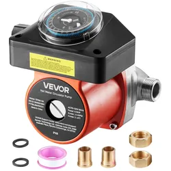 VEVOR Umwälzpumpe mit Timer, 38 LPM Umwälzpumpensystem mit sofortiger Zirkulation, 100 W AC 220–240 V, Heizungspumpe G3/4 Zoll auf G1/2 Zoll Anschluss, für Boiler, Warmwasserbereitung