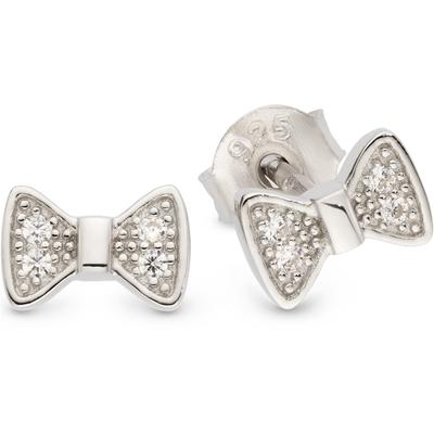 Paar Ohrstecker FIRETTI "Ohrringe Schleifen-Desgin Silber rhodiniert mit Zirkonia weiß", silber (silberfarben, kristallweiß, kristallweiß), Ohrringe, Damen, Silber 925 (Sterlingsilber), mit Zirkonia (synth.)