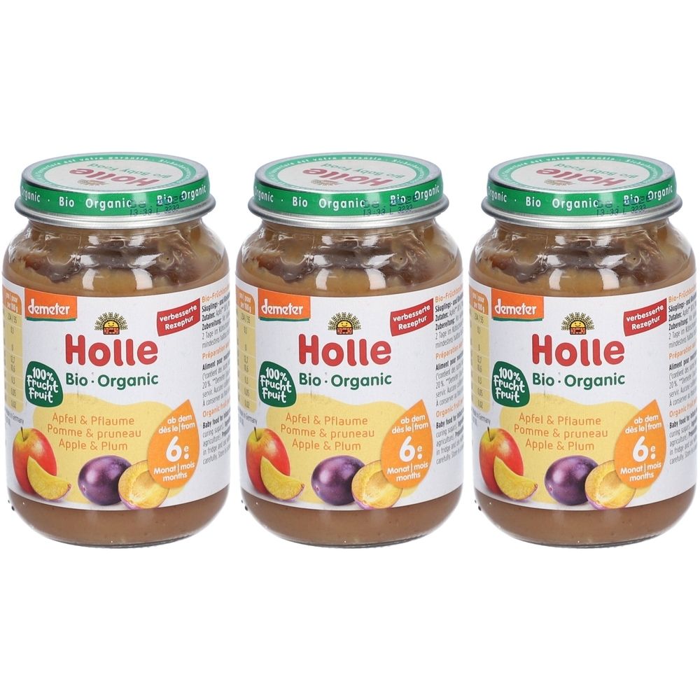 Holle Apfel & Pflaume x3 3x190 g Set