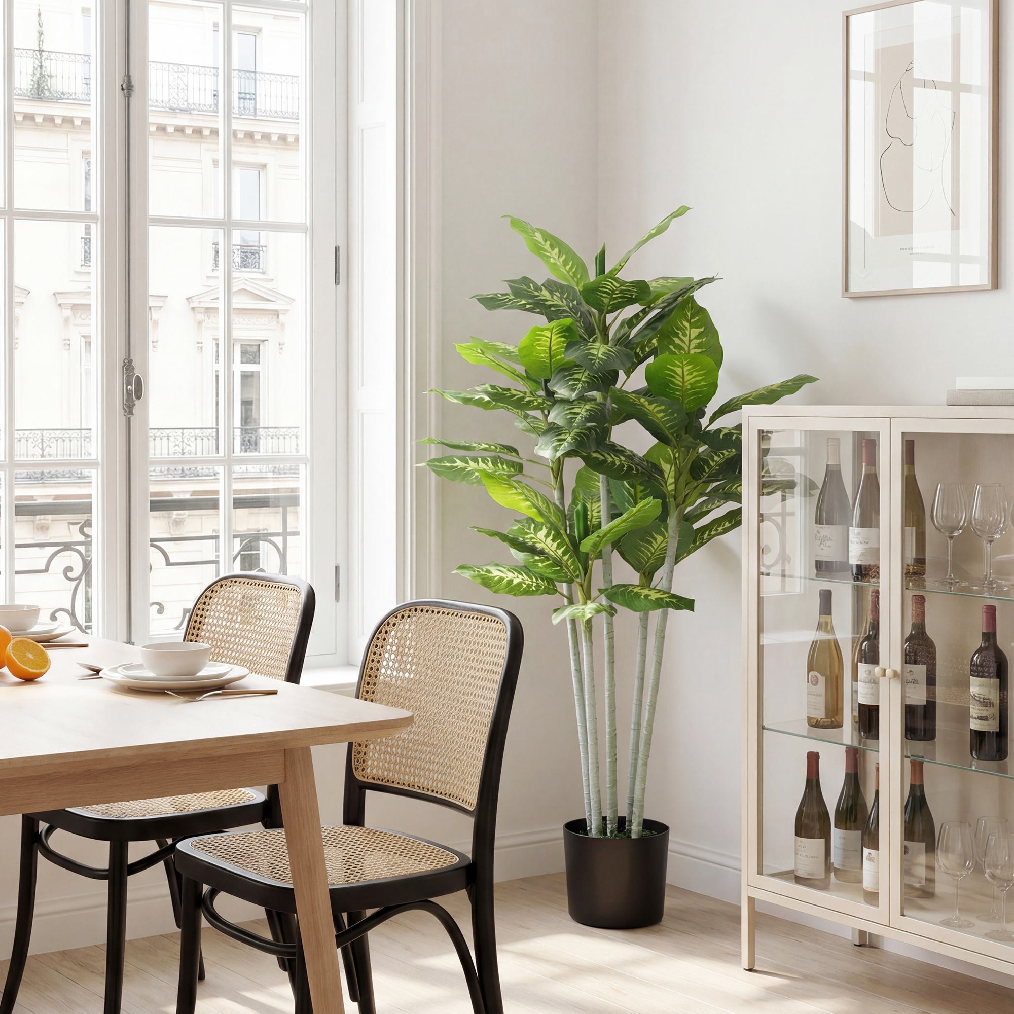 Homcom Pianta artificiale Calathea altezza 150 cm vaso in cemento 53 foglie - interno   Aosom Italy