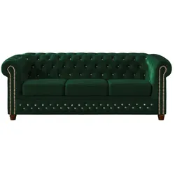 S-STYLE Chesterfield Einzelsofa  Cleo Blink ¦ grün ¦ Maße (cm): B: 203 H: 72