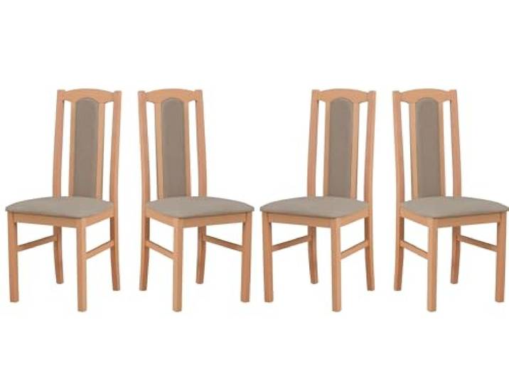 LeafDesign Esszimmerstühle 4er Set, Massivholz, Gepolstert, Natur Buche Küchenstühle, Esstischstühle und Essstühle für Wohnzimmer, Restaurant, Café, Hotel und Gastronomie – hoher Sitzkomfort