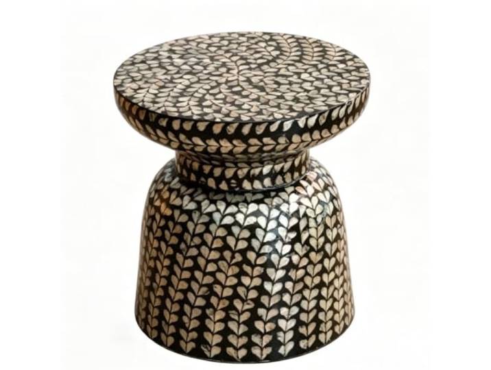 RBXNHGS Beistelltisch mit Capiz-Muscheln, Gartenhocker, Beistelltisch rund Capiz-Muscheln, Beistelltisch, Gartenhocker, Wohnzimmer, Kunsthandwerk(H*w 14.96*16.14in)
