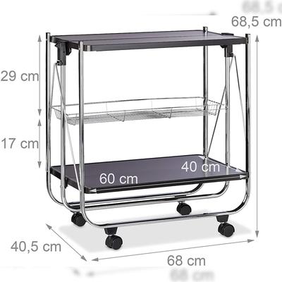 Helloshop26 - Klappbarer Küchenwagen mit Rollen 2 Ebenen schwarzes Metall 13_0000890_2