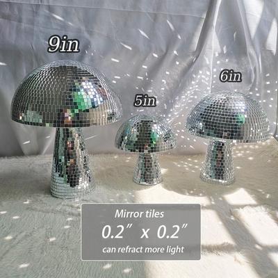 Uplift Treasures Mushroom Disco Ball Mirror Decor For Party And Home silver 16x15cm 6inch