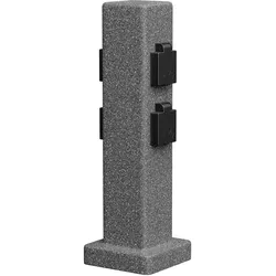 ledscom.de Garten Steckdosensäule POCK für außen, IP44, 4-fach, anthrazit (Stein-Optik), eckig, 40 cm