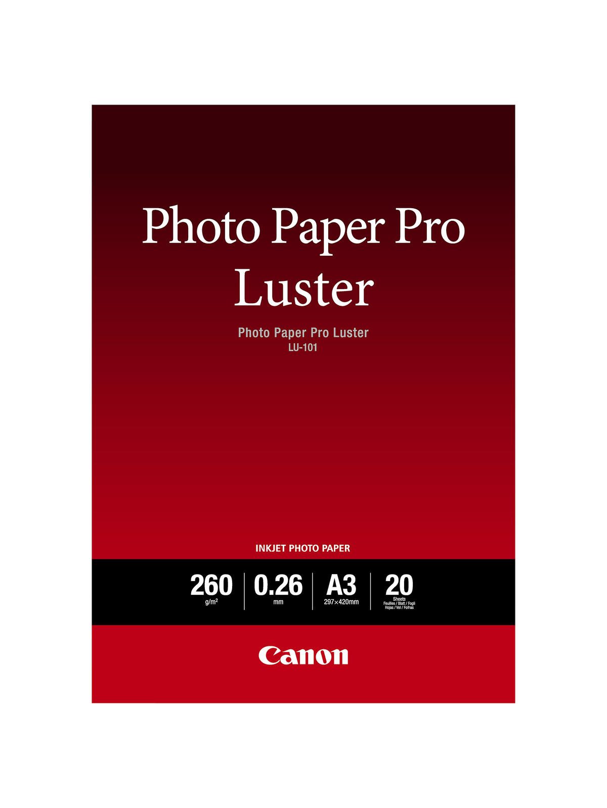 Canon LU-101 Luster Fotopapier Pro A3 297x420mm 260 g/m² - 20 Blatt 6211B007