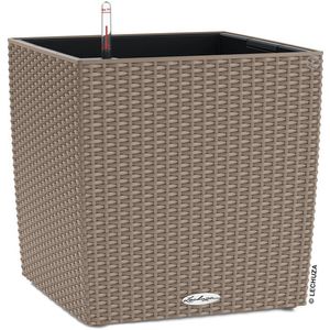 Lechuza Übertopf CUBE Cottage 40, sandbraun, 39 x 40 x 39 cm, aus Kunststoff, für innen & außen, Wasserspeicher & Innentopf