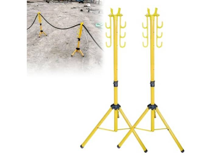2 Stück Kabelständer für die Baustelle, verstellbares Gestell Teleskopierbare Kabelhalterung für die Baustelle mit 6 Haken für Elektroarbeiten(1.5m)