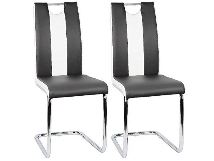 Flyelf Freischwinger Stuhl Vegas 2er Set Esszimmerstühle für Küche/Esszimmer/Büro (Schwarz - Weiß, 2)