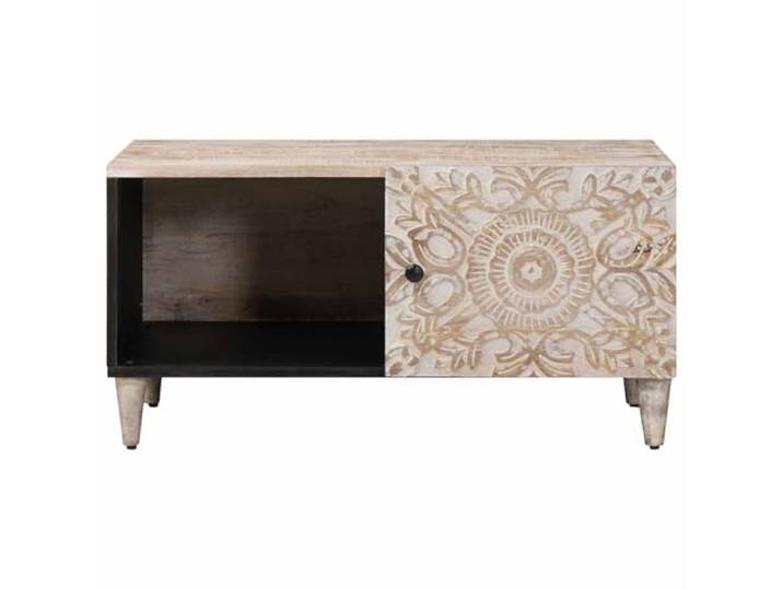 KTHLBRH Rechteckiger Couchtisch 80 x 50 x 40 cm Massivholz Mango Elegantes Design, einzigartige natürliche Variationen, pflegeleicht, für Wohnzimmer
