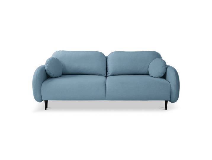 BETTSOFA AGIO Blau Plüsch-Stoff mit Schlaffunktion