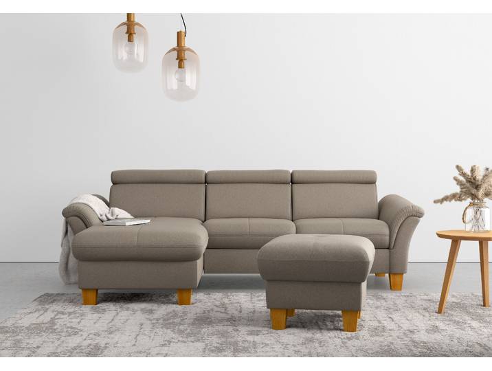 Ecksofa, 258x169 cm, Polyester, Braun, Bettfunktion, Klassisch, Home-affaire