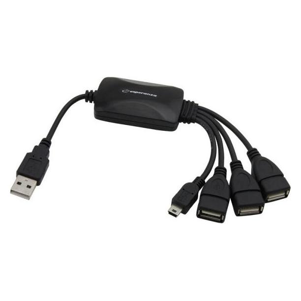 Esperanza EA114 Schnittstellen-Hub 480 Mbit/s Schwarz (USB-A, 4 Ports) (EA114)